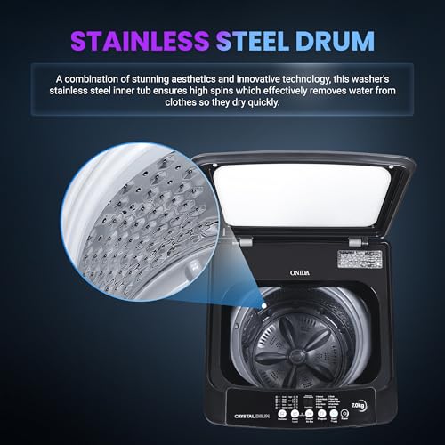 Image of Onida 7 Kg 5 Star Fully Autmatic Top Loading Washing Machine (T70CBG, Black)