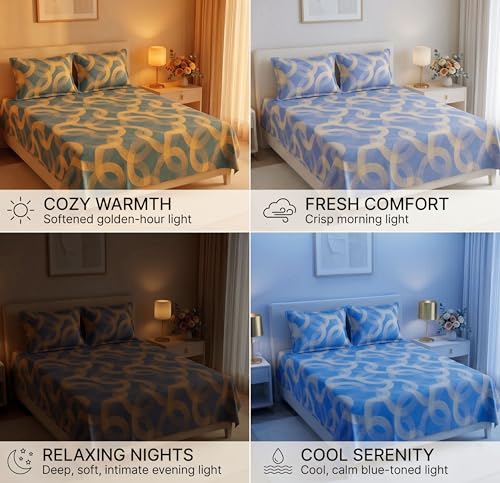 Image of HOMEKART 210 TC Premium Cotton Double Bed Bedsheet with 2 Pillow Covers | Double Bed Sheet Set | Soft, Breathable, Skin Friendly, Wrinkle Resistant & Fade Resistant |228 x 254 cm | Bedding for Home
