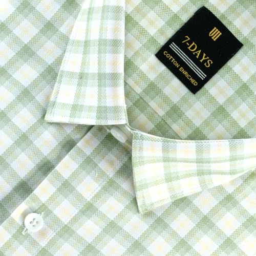 Image of 7-DAYS Men's Premium Checks Formal Shirt - Cotton Rich, Regular Fit, Full Sleeve, with Pocket, Wrinkle Resistant - Stylish Office & Everyday Wear.