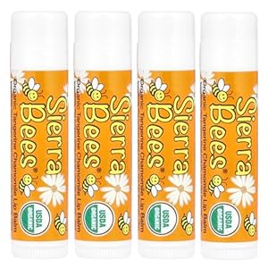 Sierra Bees Organic Lip Balms, Tangerine Chamomile, 4 Pack, 0.15 oz (4.25 g) Each