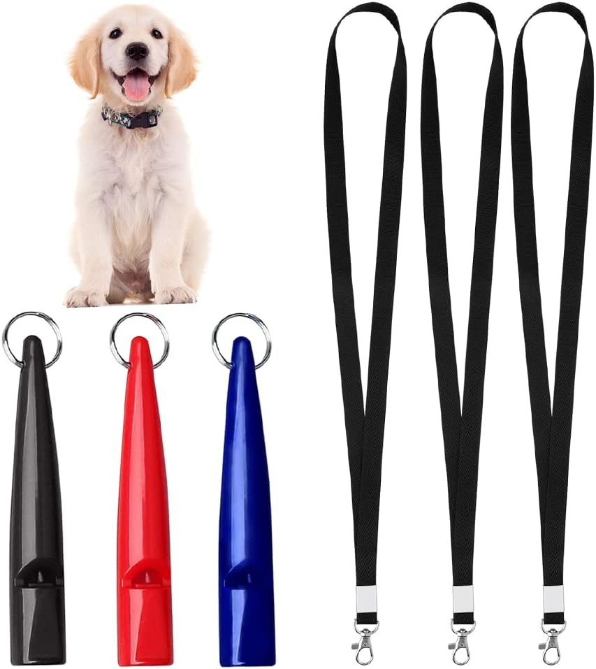 TECHPLUSDog Whistle with Lanyards 3 Packs Dog Training Whistle with Wrist Strap Plastic Bird Dogs Whistle for Dog Recall, Bark Control Complete Pet Training Kit