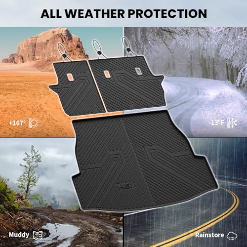 Image of LASFIT Cargo Trunk Mat for Toyota RAV4 2019-2025 (Include Hybrid) | 100% TPE All Weather Rear Cargo Liner with Backrest Mats Custom Fit Waterproof RAV 4 Automotive Accessories, Black