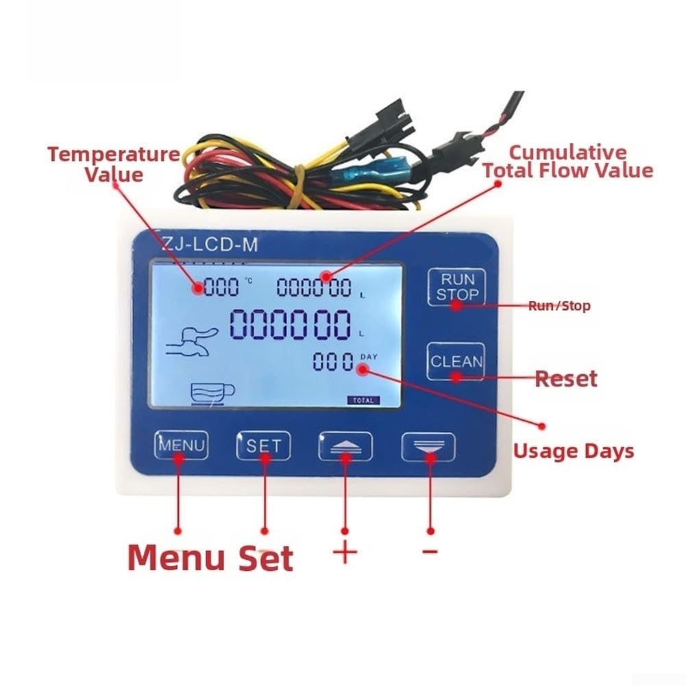 Medidor digital de flujo de agua G1/2 con pantalla LCD, kit de sensor de control cuantitativo 1-30L/MIN Cuerpo de nailon para riego de jardín y monitoreo de tanques