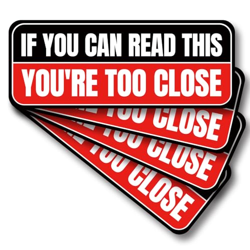 Image of 4Pack Funny Bumper Stickers for Car, IF You CAN Read This You're Too Close, 2025 New Driver Sticker, Magnetic, Waterproof, Night Reflective and Durable, 9 X 3.5inch【Black&Red】