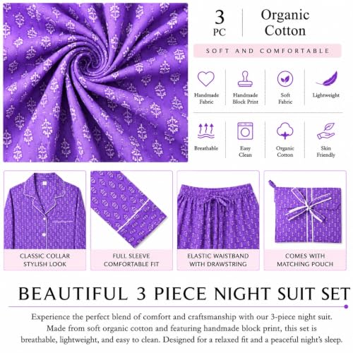 Image of Huar Cotton Pajamas Set for Women - Luxurious Cotton Womens Pajama Sets - Comfortable Christmas PJ Set, Breathable & Light Pj