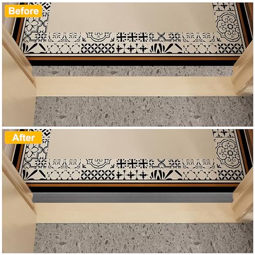 Bodenübergangsstreifen,PVC Selbstklebende Schwellenleisten für Türöffnungen,Wasserdicht Verschleißfest,Teppichtürstreifen Geeignet für Von Türen,Fenstern,Böden (dunkelgraue Holzmaserung, 2m-4cm)