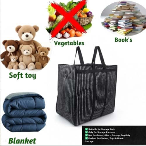 Image of BAZERA Bags Multipurpose Extra Large Big Heavy Duty Storage Organizer Reusable Canvas Shopper Bag with Strong Handles and Base with Covers Zip