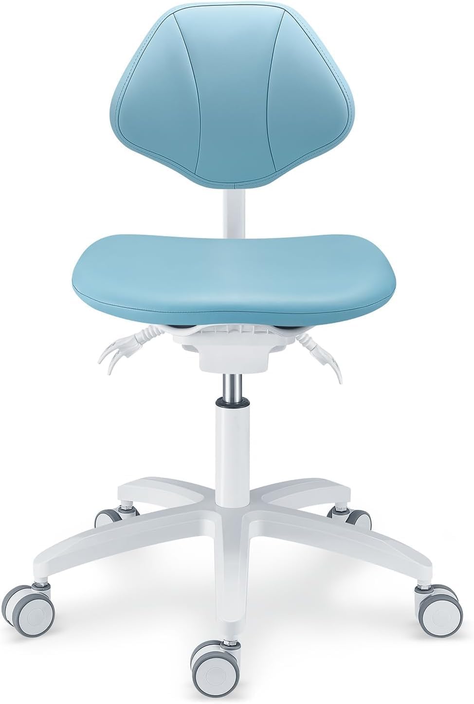 PLST-065 Blue Dental Microscope Doctor's Chair Ergonomic Design Height Adjustable Lifting Chair U-Series Skin Feel Leather Swivel Rolling Stool with Backrest