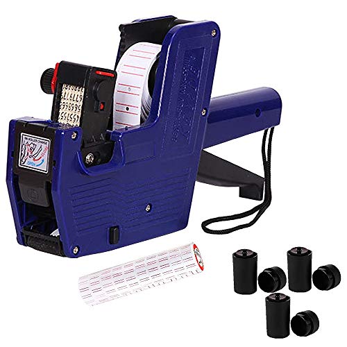 MX5500 Price Tag Gun for Expiration Date Stamp-Price Stickers-Gun Stickers, Date Sticker Gun, 1 line Label Gun,1 Price Gun and 10 Roll Labels,and 3 Ink Wheels (Blue)