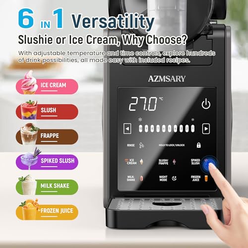 Image of Slushie Machine & Ice Cream Maker, 85oz Larger Slushie Machine for Home, LED Display | 6 Preset Programs | Auto-Clean, Perfect for Margaritas, Frappes, Milkshakes & Smoothies, No Ice Needed