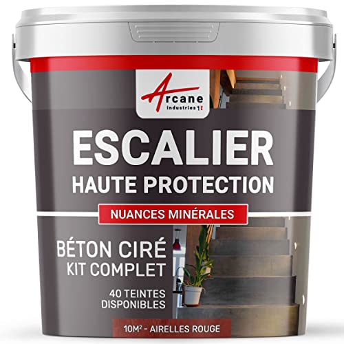 Hormigón Pulido para Escaleras - Kit Completo - 10 m² (para 2 capas) Arándanos Rojos - Rojo - ARCANE INDUSTRIES
