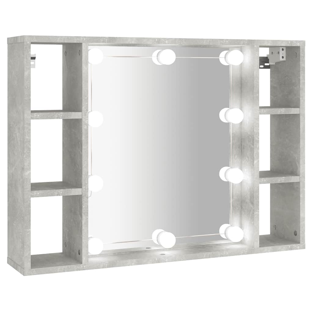 Szafka z lustrem z betonem LED, szara, 76 x 15 x 55 cm, szafki i przechowywanie, szafki toaletkowe, szafki łazienkowe