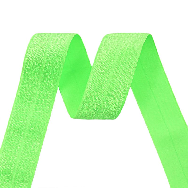 Negen weefgetouwen elastische band om te naaien 1 inch 25 mm, 100 meter neon groene gebreide elastische banden hoog elastisch koord voor het naaien van tailleband en broektaille (100Y neon groen
