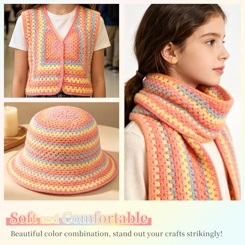 Image of Aeelike Ombre Yarn for Crocheting, 2 PCS Colorful Gradient Yarn #4 Medium, Each 190g(6.7 oz) 400m(437.5 Yards) 71% Acrylic 29% Nynon, Soft Cake Crochet Yarns for Blanket, Scraves, Sweaters, Color C