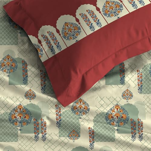 Image of MYTRIDENT Celebration Bedsheet Gifting Collection Double Size - Ruhani Orange