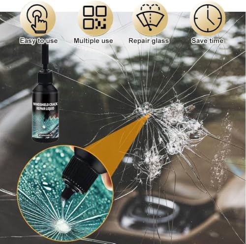 Image of Car Windshield Crack Repair Kit, Glass Repair Liquid for Cracks for Fix Auto Windshield Glass Cracks, Car WindowGlass Repair Tool Set for Quick and Easy Auto Scratch Fix Pack 1