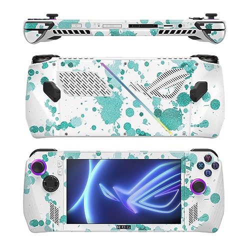 Image of MightySkins Glossy Glitter Skin Compatible with Asus ROG Ally - Teal Splatter | Protective, Durable High-Gloss Glitter Finish | Easy to Apply