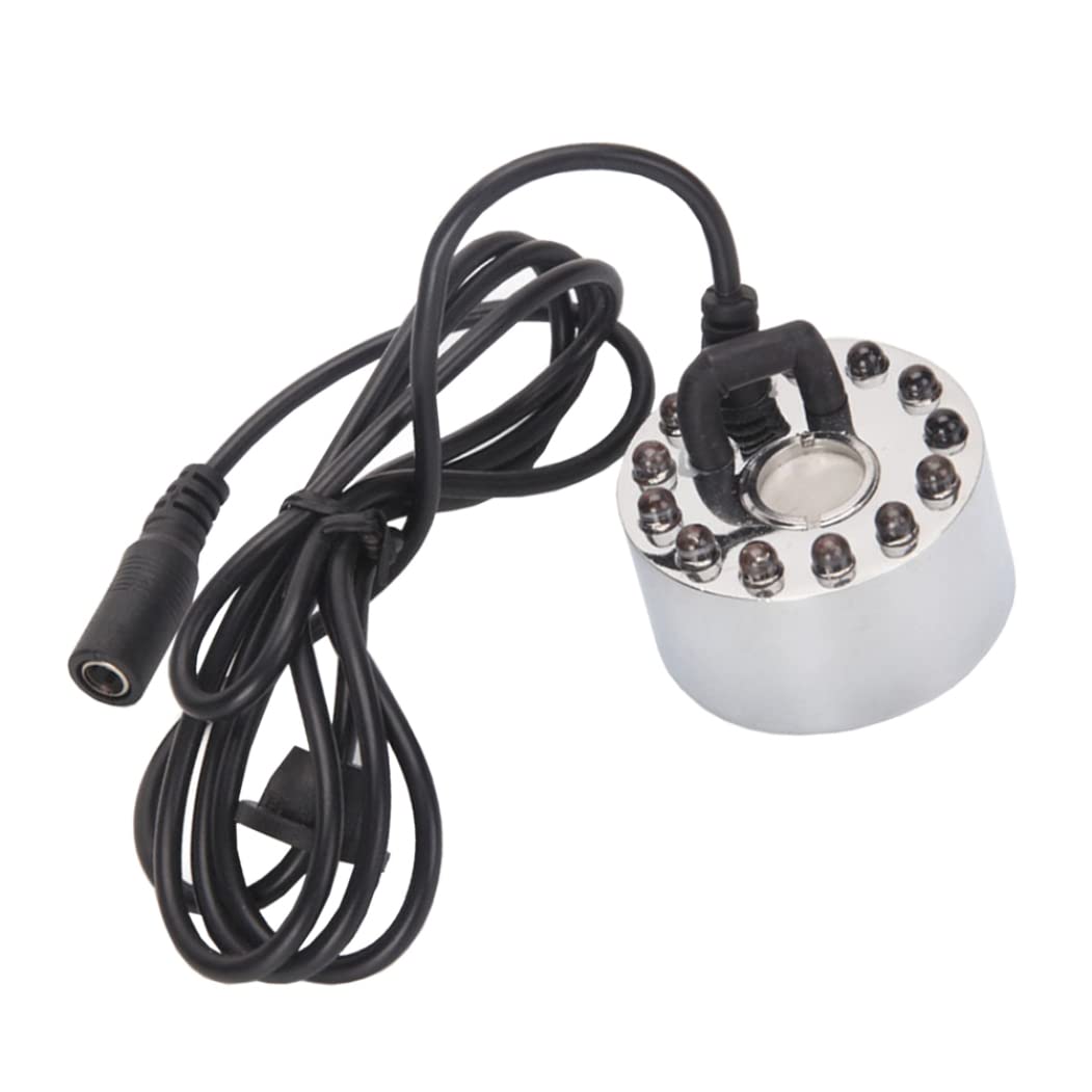 DomccyUltrasonic Mist Maker Fogger, Color Changing 12 Led Mist Maker Fogger Water Fountain Pond Fog Atomizer Air Humidifier with Adapter for Indoor Outdoor Fish Tank, 1set