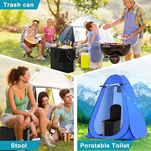 Euphrosy Upgrade Portable Toilet Xxl,Camping Toilet With A Free Handbag & 12 Toilet Garbage Bags, Compact Camping Toilet Applicable To Camping/Boat/Road Trips/Beach (D Type,Plastic,Black) #TOP2