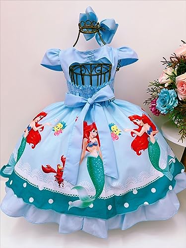 Vestido De Festa Luxo Infantil Ariel Pequena Sereia C/Tiara (4)