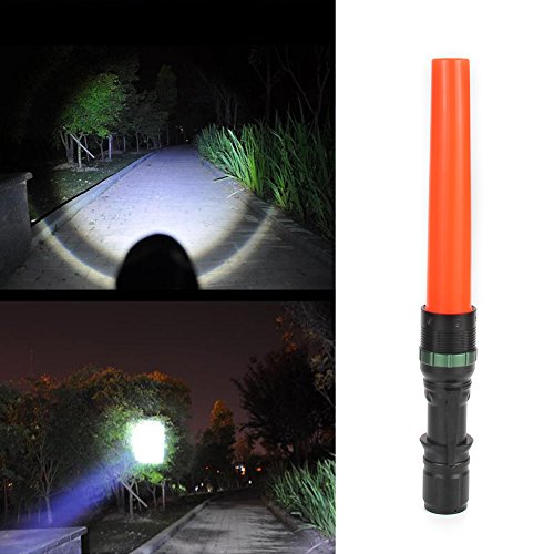 Ultrafire 2Pc 11-Inch Signal Traffic Wand Safty Led Flashlight 250 Lumen, Red Flashing Mode, Wrist Strap Lanyard, Side Clip, Orange Finish For Kids Outdoor Camping #TOP6
