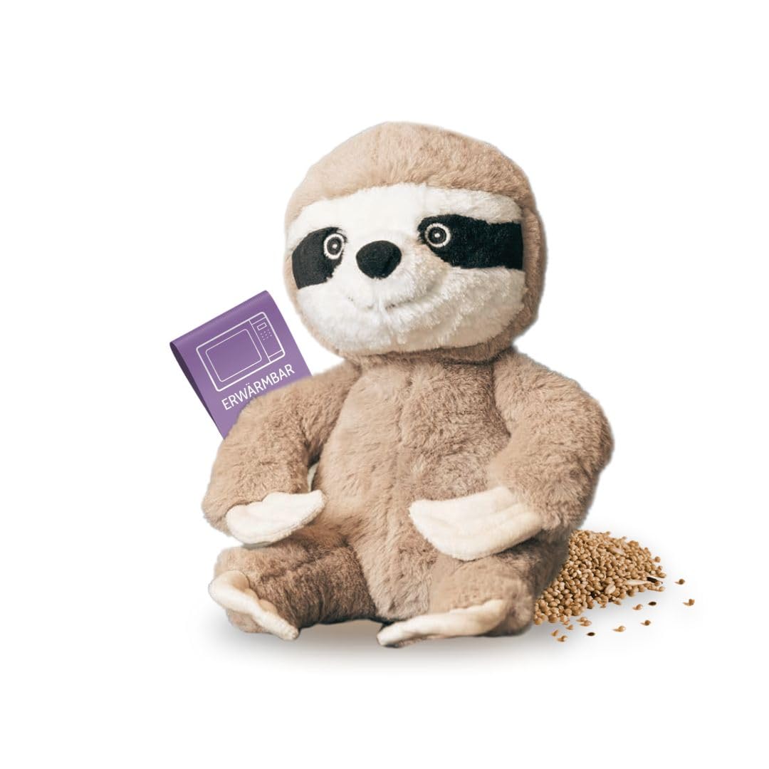 Habibi Plush Premium – 1947 leniwiec, z wyjmowaną poduszką z ziarnami – termoizolująca/poduszka rozgrzewająca do podgrzewania w kuchence mikrofalowej/piekarniku..