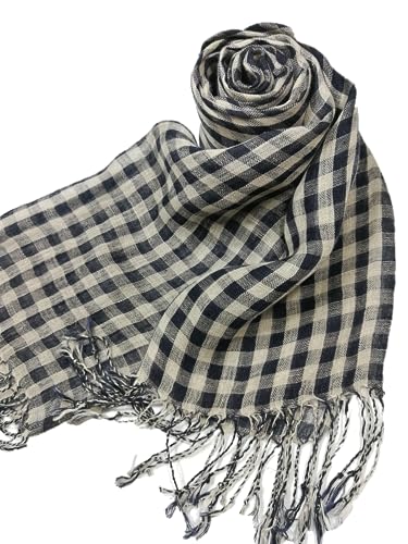 Image of Shanlin Unisex Natural Color 100% Linen Scarves for Men and Women