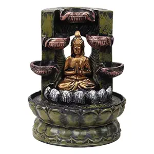 VIVARS Lord Buddha Tabletop Waterfall Fountain Fengshui Indoor Decoration Zen Fountain for Home Office Bedroom Decor Multicolour