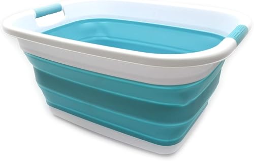SAMMART - Canasta plegable de plástico para ropa sucia, recipiente de almacenamiento organizador, tina de lavado portátil, para ahorro de espacio
