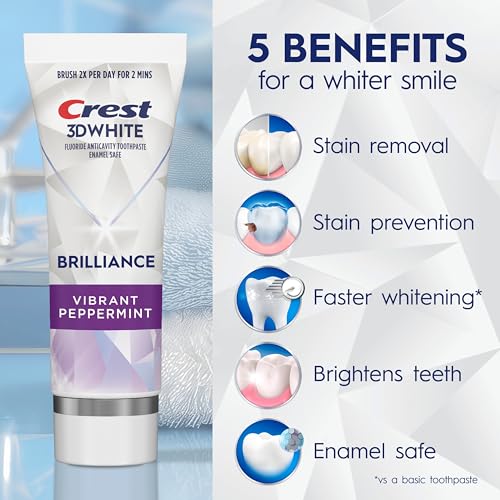Image of Crest 3D White Teeth Whitening Toothpaste for Adults, 4.6oz, 3 Pack, Stain Remover, Cavity Protection Fluoride Toothpaste, Strengthens Enamel, Faster Whitening, Brightens Teeth, Travel Size