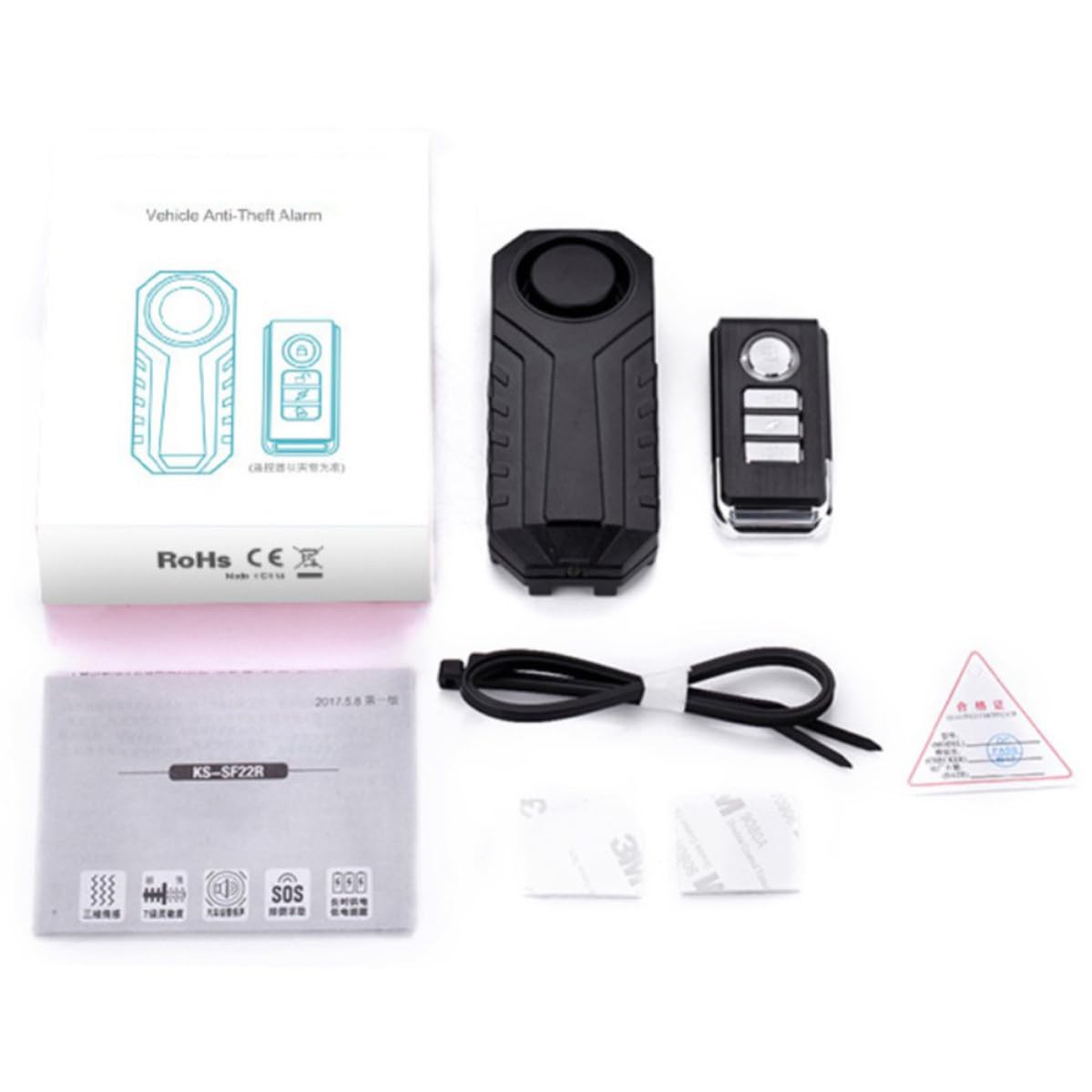 Alarma Remota para Bicicleta y Moto, 113 Db, Plástico Negro