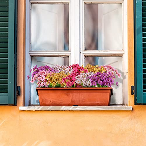 Amyhomie 20 Bundles Artificial Flowers Outdoor Uv Resistant Faux Flowers No Fade Fake Plastic Plants Garden Porch Window Box Decorating ( Pink ) #TOP3