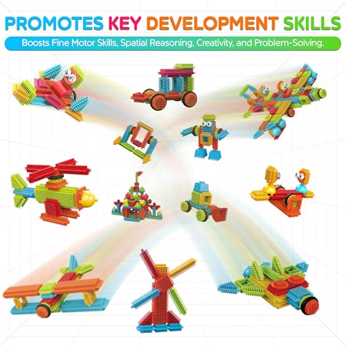 Contixo 144 pcs Bristle Shape 3D STEM Building Toys, Construction Learning Stacking Educational Block, Creativity Beyond Imagination, Inspirational, Safe & Durable, Recreational Toy for Kids Ages 3-8 - Image 5