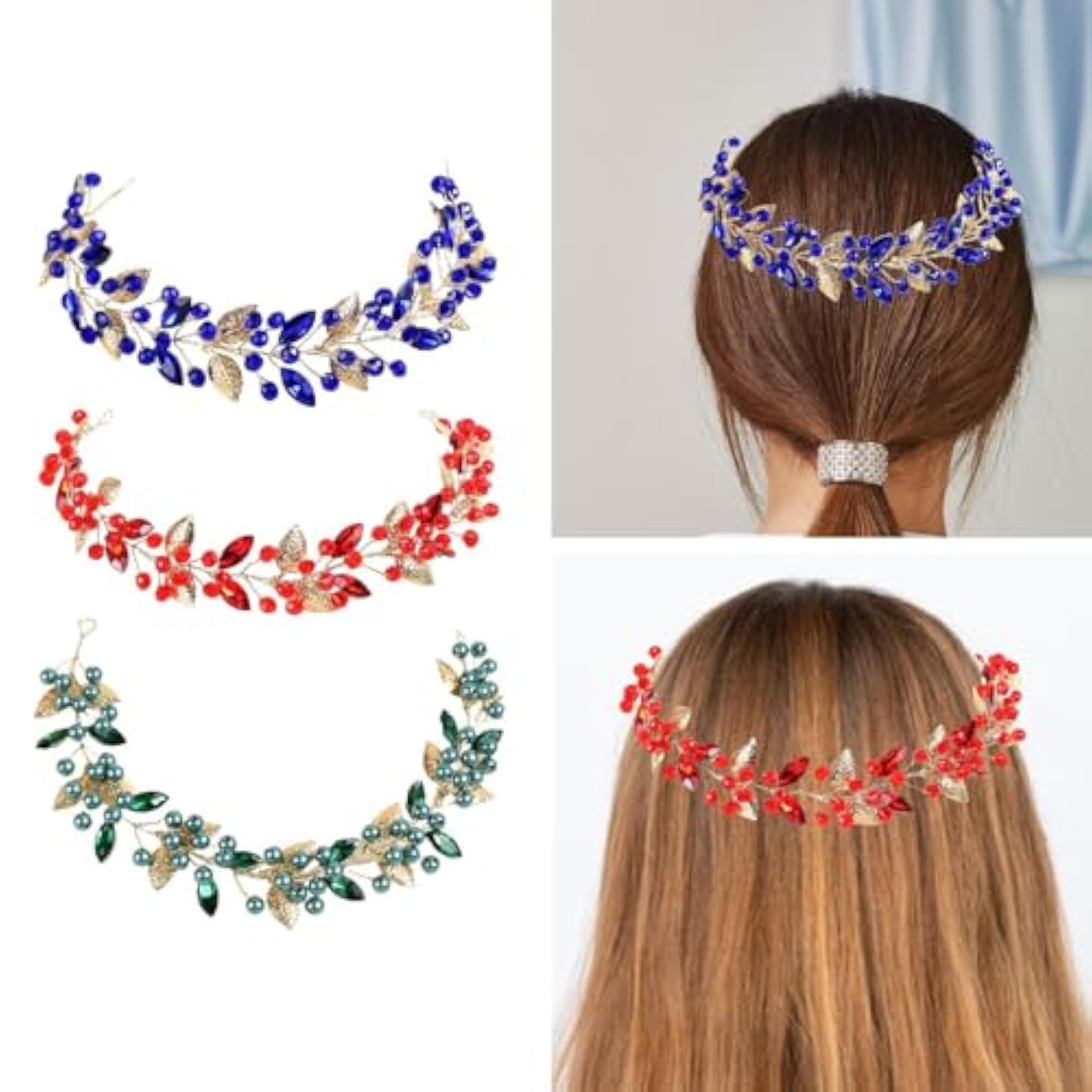 Bride Wedding Hair Vine Hair Pieces for Performance, Blue