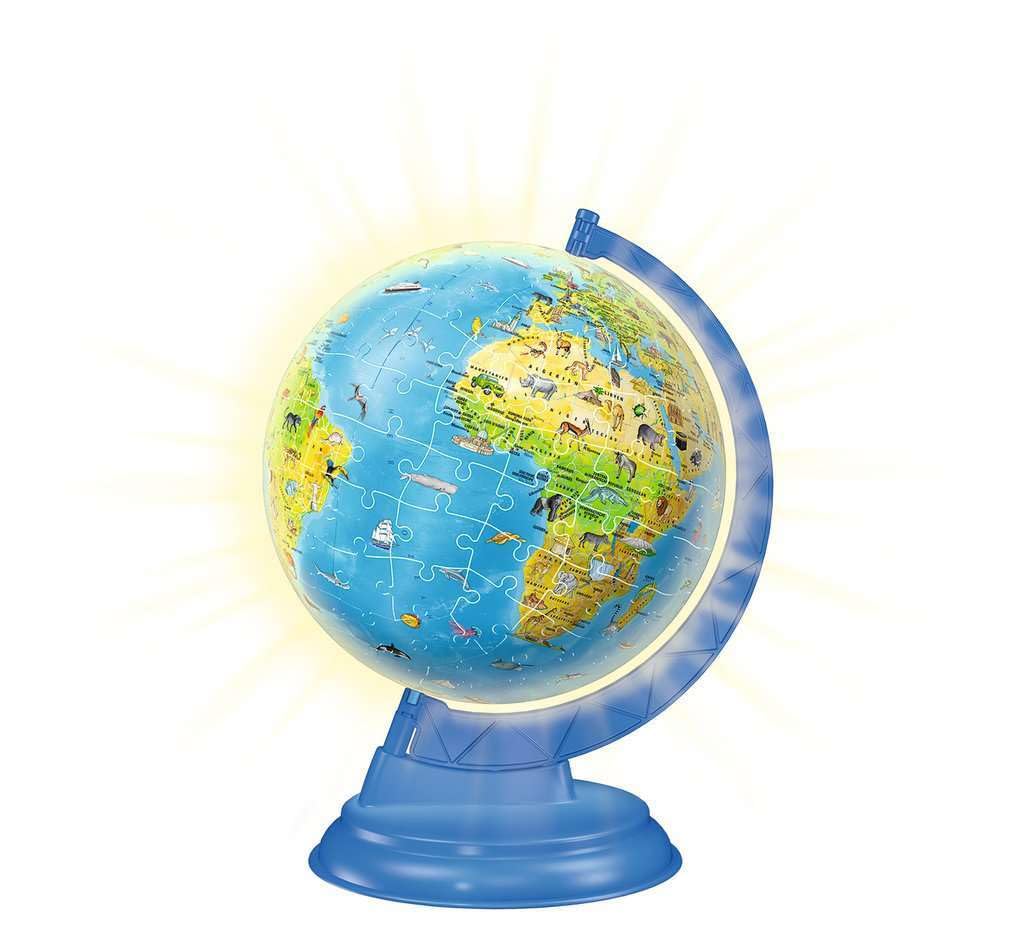 Ravensburger 3D Puzzle 11274 - Kinderglobus mit Licht in deutscher Sprache - 180 Teile - Beleuchteter Globus für Kinder ab 6 Jahren: Erlebe Puzzeln in der 3. Dimension