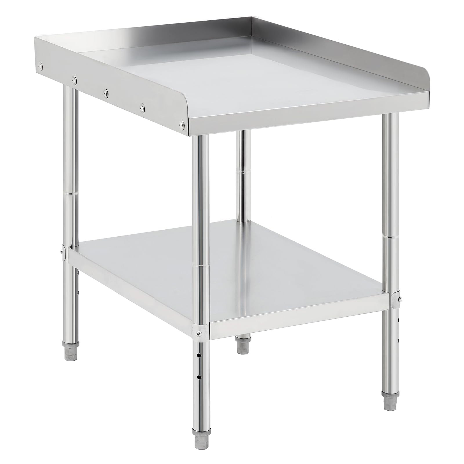 Aptliton NSF Certified Stainless Steel Equipment Grill Stand Table – Adjustable Height Legs, Removable 2" Edge Baffle, 400 Lbs Capacity, Commercial Restaurant, Kitchen, Food Truck, Outdoor BBQ
