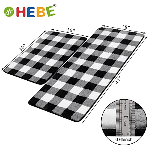 Hebe Kitchen Rugs Set 2 Piece With Runner Non Slip Buffalo Plaid Kitchen Rugs Mats Set For Fall Halloween Thanksgiving Decor Absorbent Bath Mats Door Rug 18"X48"+18"X30" #TOP7