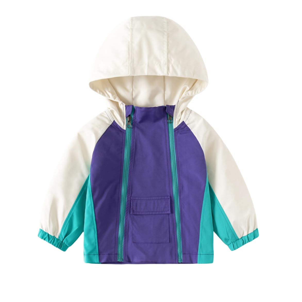 Toddler Baby Boys Color Block Windbreaker Long Sleeve Zip Up Hoodie Dust Coat Rain Jacket Raincoat Windproof Outwear (Purple,90/18-24 M,Unisex,Big Kid,US,Age,18 Months,24 Months)