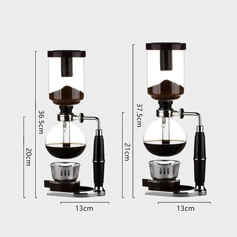 CUNTO Caffettiera Caffettiera Tè Sifone Caffettiera sottovuoto Tipo di vetro Macchina da caffè Filtro 3 tazze Macchina da caffè per uso domestico