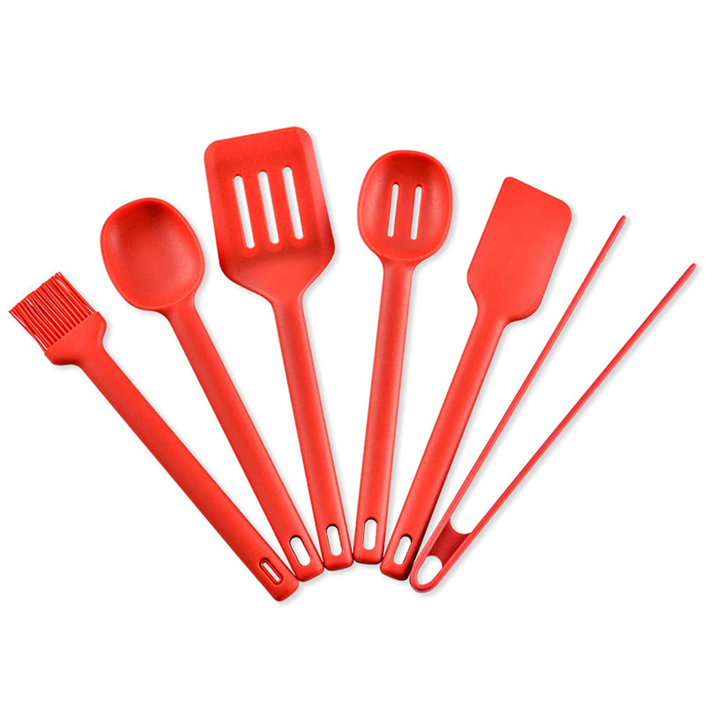 Nucelit Silicone Kitchen Kitchenware Cooking Tool Set 6 Pieces Set Silicone Spatula Food Clip Oil Brush Spatula Small Soup Spoon Kitchenware Utensilst Nonstick