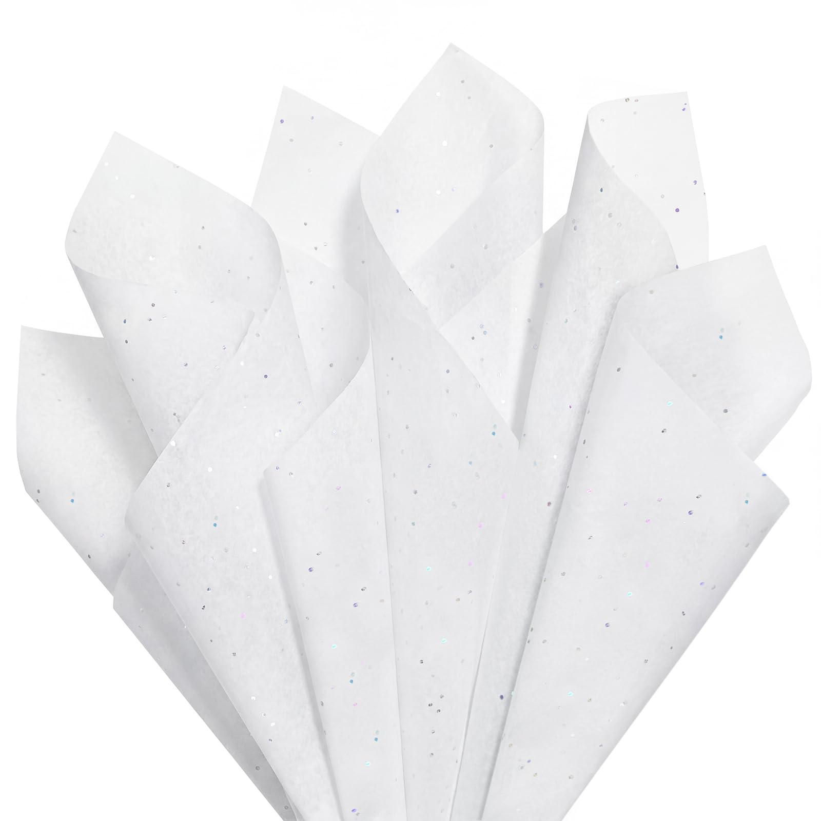 120 Sheets 14 x 20 Inch White Glitter Tissue Paper for Gift Bags