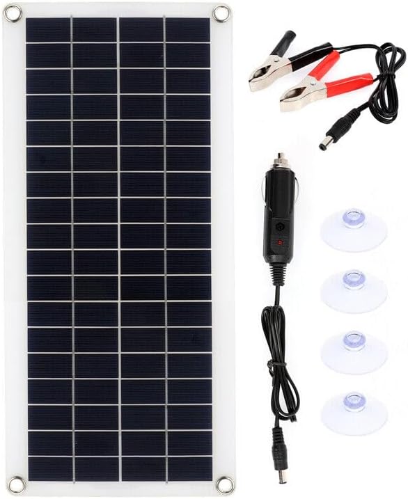 Werchtay Kit de panel solar de 50 W, panel solar de silicio monocristalino impermeable, cargador de batería de carga de goteo de 12 V para coche,