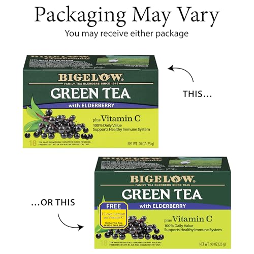 Image of Bigelow Tea Green Tea with Elderberry Plus Vitamin C, 18 Count (Pack of 6)
