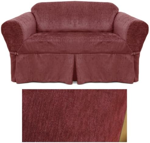 Chenille Cranberry Furniture Slipcover Loveseat 233