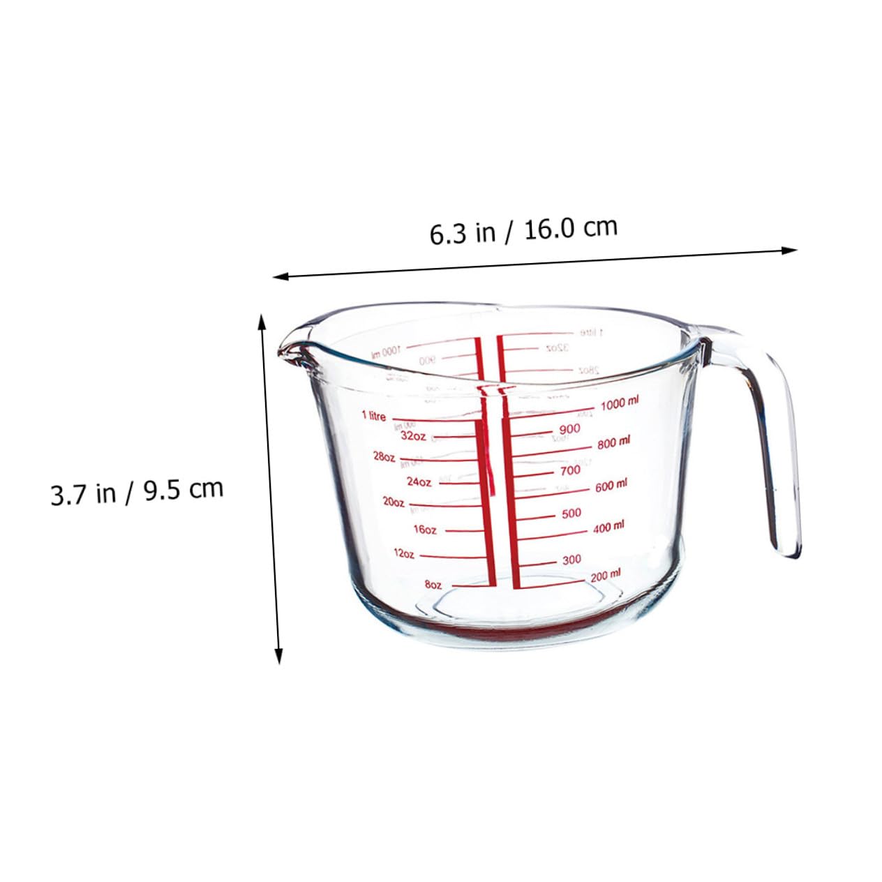 Beaupretty Tasse à Mesurer Graduation Précise en Verre Trempé Transparent 1pc Résistante la Chaleur pour Usage Domestique et Pâtisserie