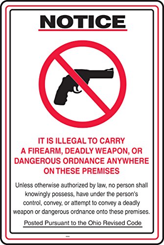 Panneau Notice IT is illegal to Carry A Firearm pour sécuriser l'accès de vos établissements