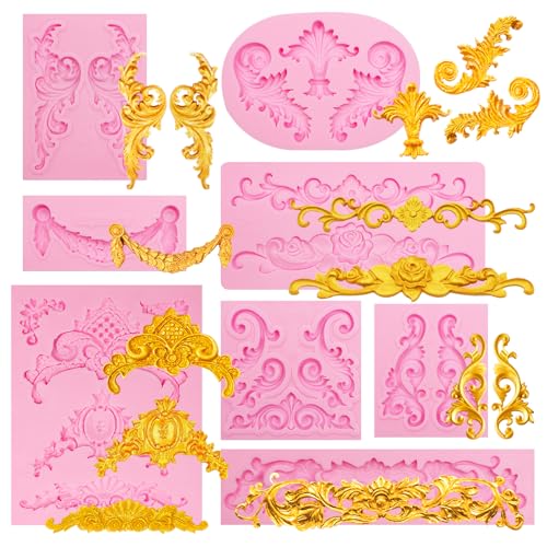 Baroque Scroll Pattern Silicone Craft Molds Border Decorative Silicone Moulds