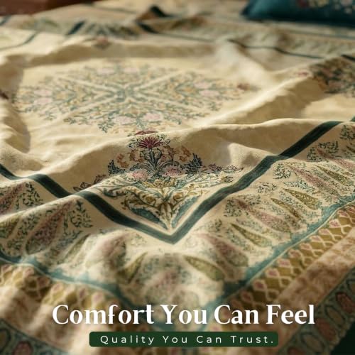 Image of BSB HOME 240 TC Cotton Single Bedsheet, Premium Soft & Breathable Single Bed Sheet, Skin Friendly Durable Printed Bed Cover for Bedroom, Elegant Cotton Bedding, 60 x 90 Inches - Spruce Green