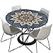 Morbuy Tischdecke Elastisch, Mandala Drucken Rund Tischdecken Wasserdicht Lotuseffekt Abwaschbar Abwischbar Tischtuch für Dekoration Küchentisch Garten Outdoor (Blau grau,150cm)