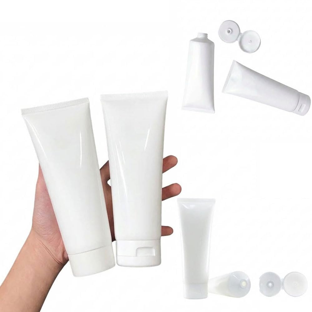 100 Stück 10-100 ml Weiße Nachfüllbare Shampoo Tube Weiche Kunststoffröhrchen Leere Reiseflasche Verpackungsbehälter Für Kosmetische Creme Lotion Verpackungs Behälter (Umdrechseltes Deckel,30ml)